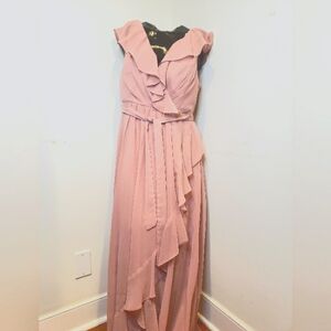 Pink long ruffled dress size 12 SHEIN